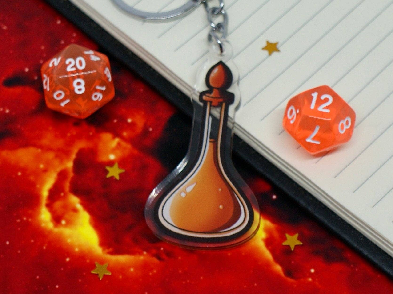 Burrows Arts – Porta-chaves - Unissexo por atacado – Porta-chaves Laranja Potion Acrílico