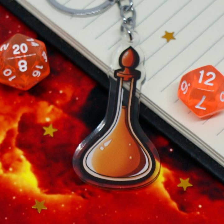 Burrows Arts - Wholesale Keychain - Unisex - Orange Potion Bottle Acrylic Keychain