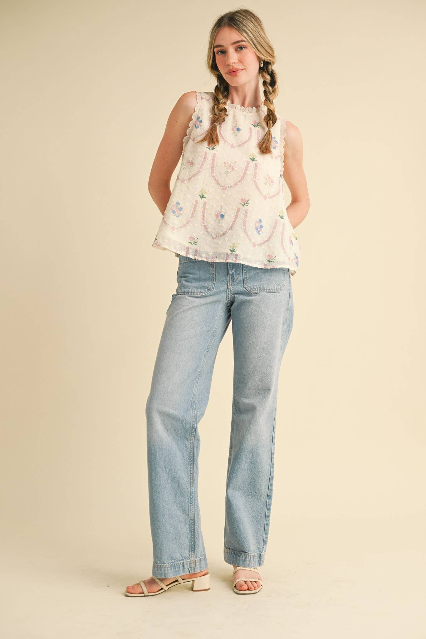 &MERCI - Vendita all'ingrosso Camicetta - Donna - TOP BABYDOLL CON RICAMO FLOREALE MTP400637