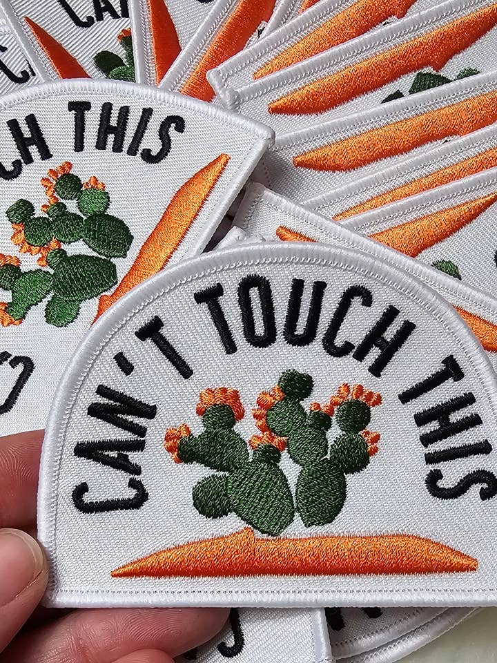 'Can't Touch This' Cactus Embroidery Iron On Patch for wholesale by Scratch Decor