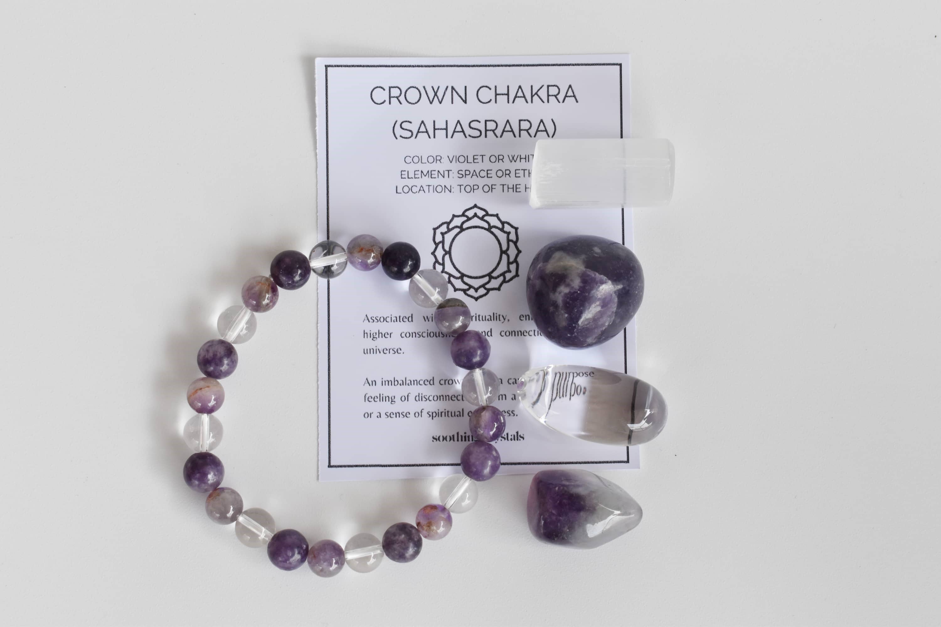 Soothing Crystals - Wholesale Spiritual Stone/Crystal - Chakra Gift Set | CROWN Chakra | Healing Gemstone Kit10