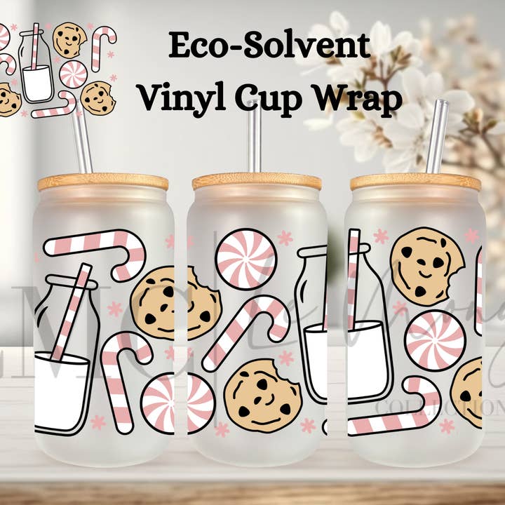 Emballage de Noël rose au lait et aux biscuits, emballage en verre de 16 oz pour la vente par Le Monge Collections, LLC