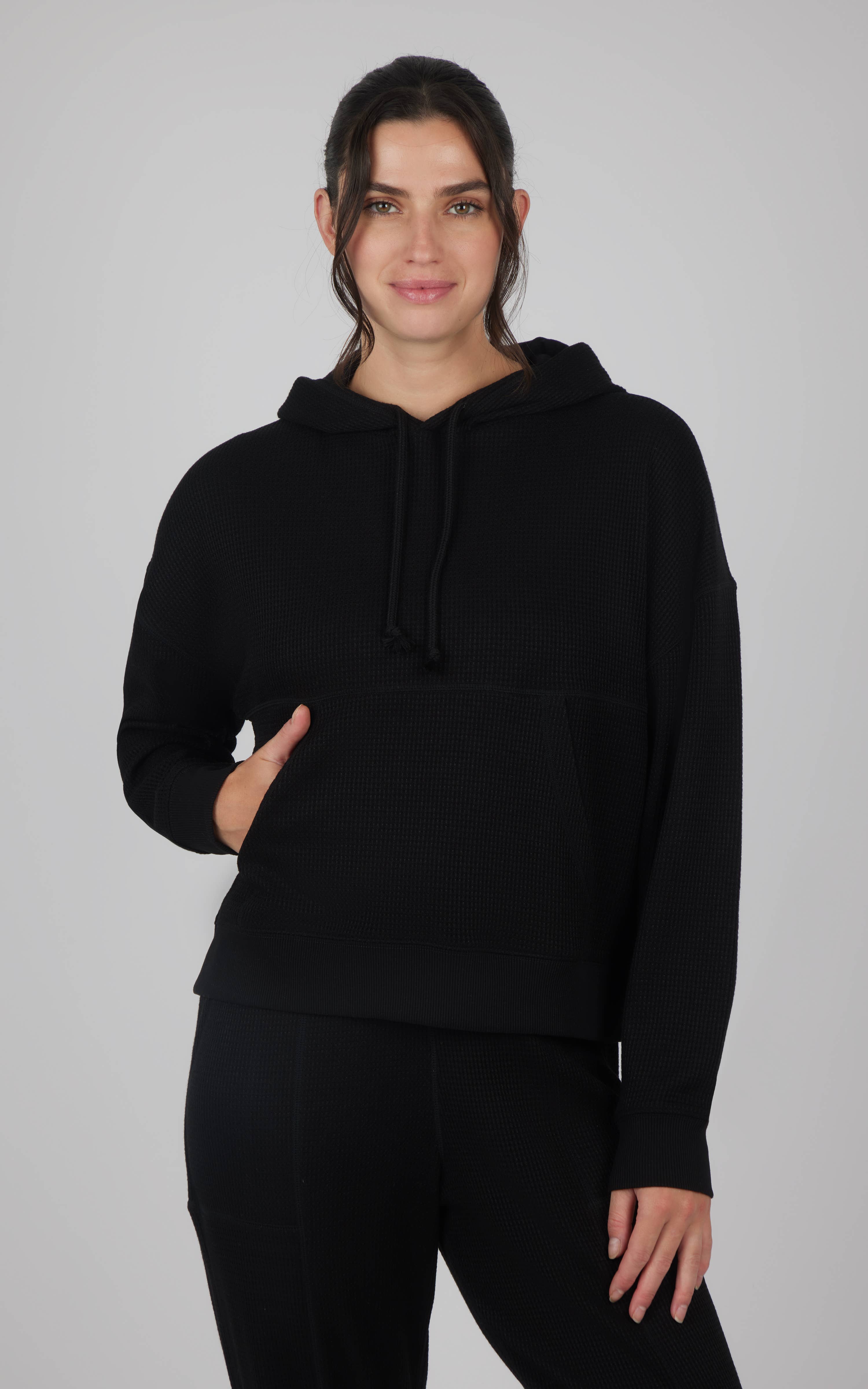 90 Degree by Reflex & Yogalicious - Wholesale Hoodie - Women's - Women's Brushed Inside Waffle Pullover Hoodie5
