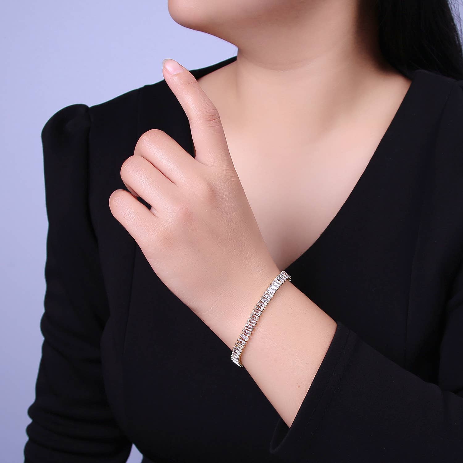 Aim Eternal - Wholesale Tennis Bracelet - Dainty Gold Baguette Tennis Bracelet Colorful CZ Stone6