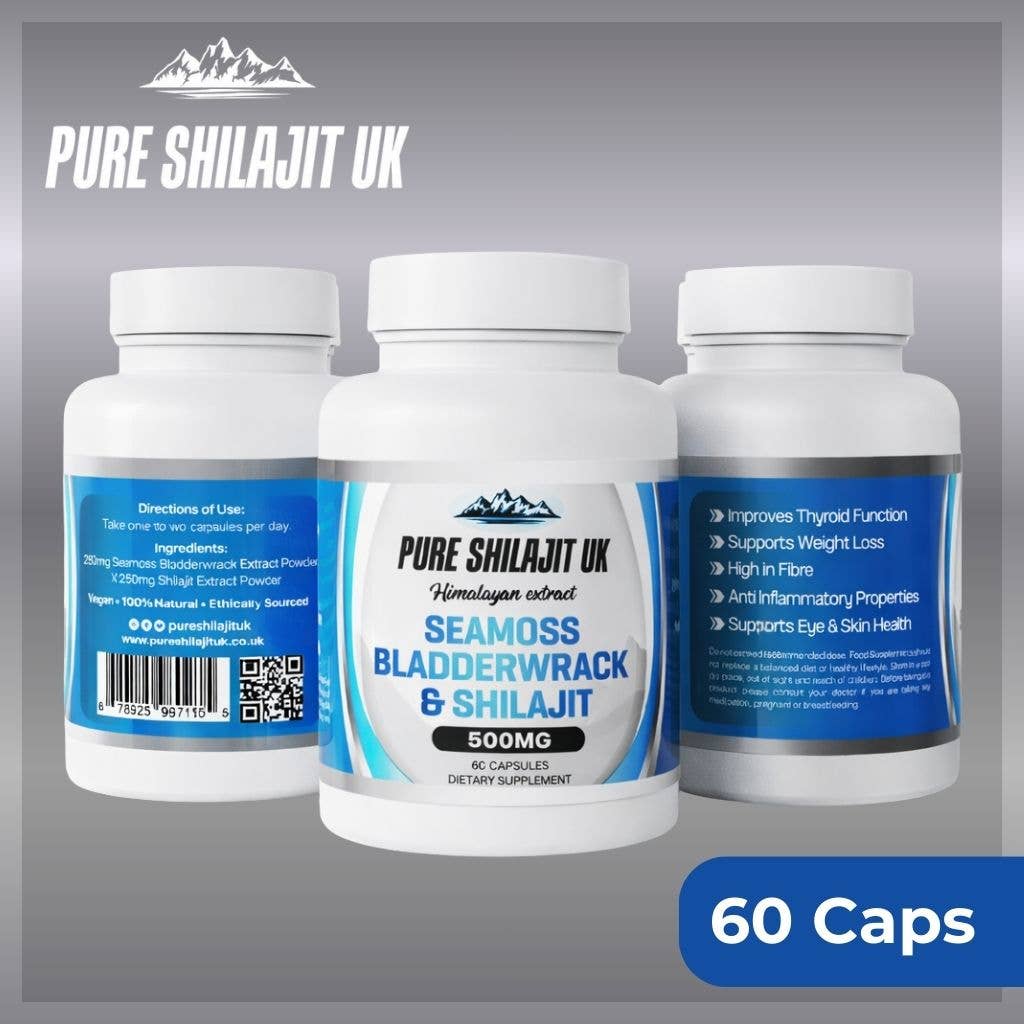 Pure Shilajit UK - Venta al por mayor Suplementos/vitaminas para beber - Cápsulas de Musgo Marino, Bladderwrack y Shilajit – Minerales Diarios