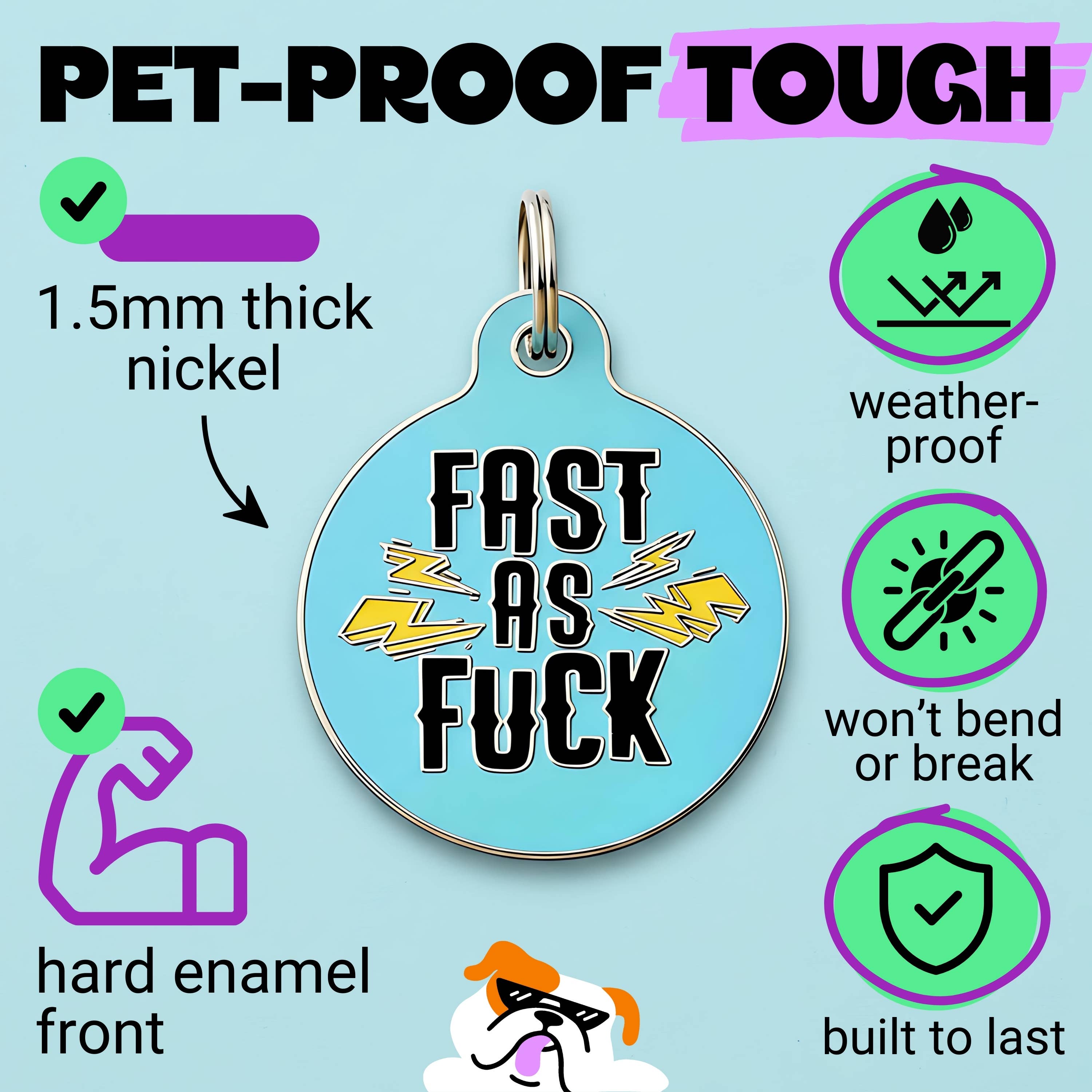 Bad Tags – Etiqueta de coleira - Cão por atacado – Placa de Identificação para Cão com Esmalte e ID de Animal de Estimação Escaneável - Rápido como o Caraças5