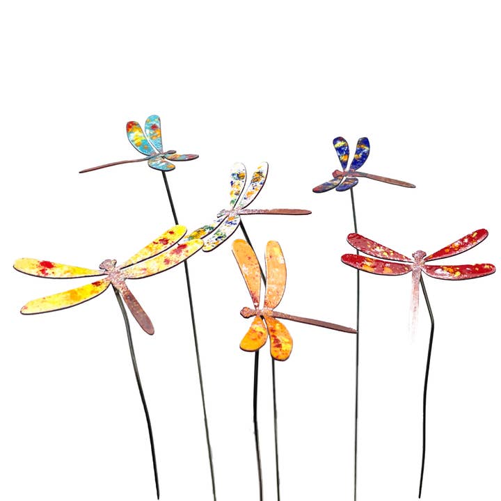 Clever Goods by Annabelle Noel Designs - Wholesale Garden/Lawn Stake - Small Copper Enamel Dragonflies