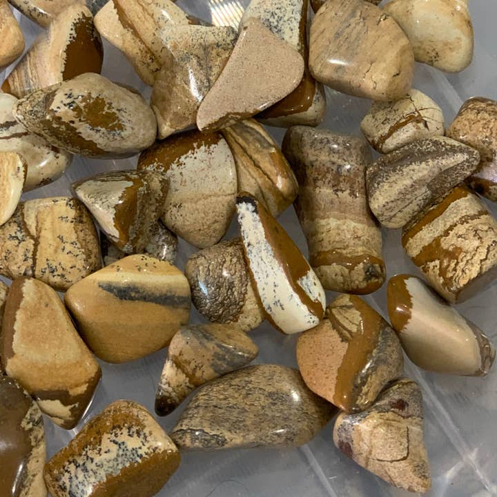 Picture Jasper 1” Tumbled 1 LB for wholesale by Keystone Crystals