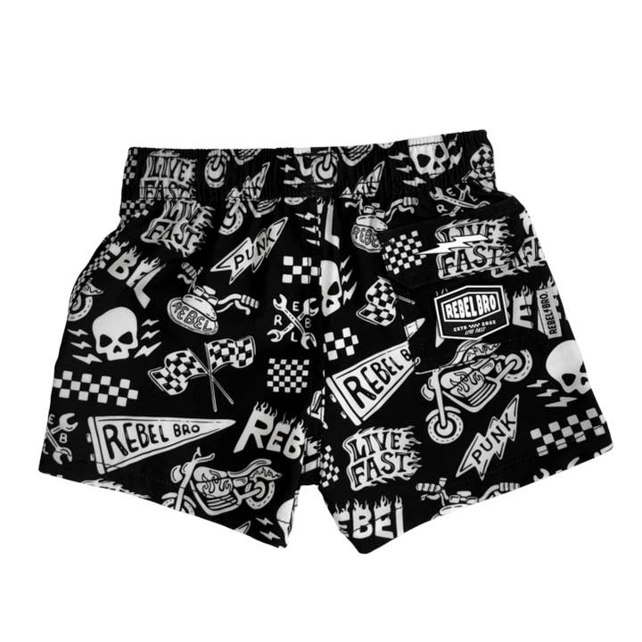 Rebel Bro - Wholesale Swim Shorts - Kids - Hybrid Swim Trunks in Live Fast