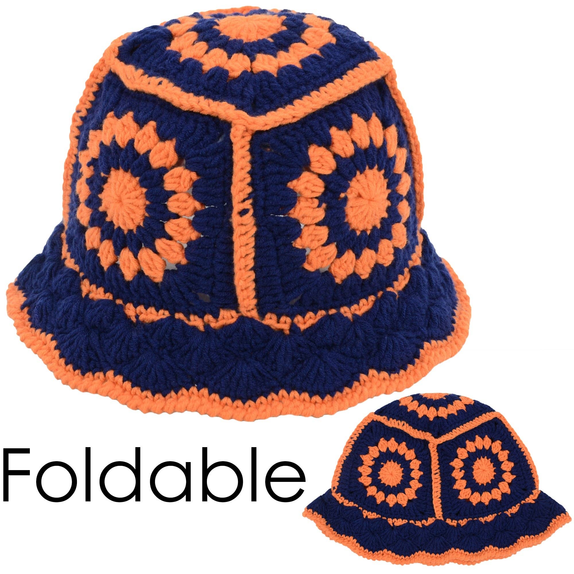 AK Brand – Engroshandel Bucket hat - Dame – Hæklet bøllehat retro solstråle strik foldbar strandhat16