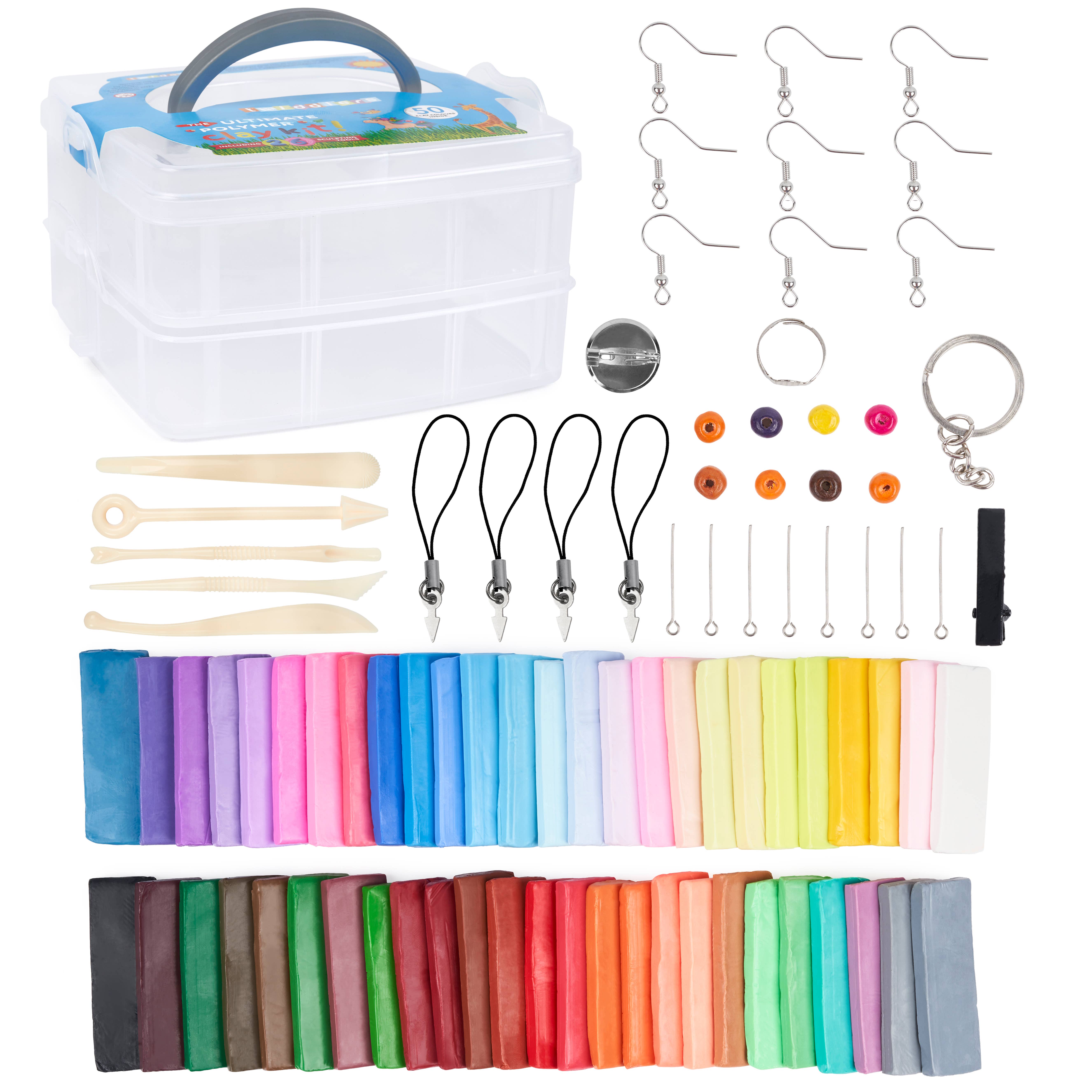 The Twiddlers - Wholesale DIY Craft Kit - Kids - 50 Colour Modelling Clay Starter Kit with Tools & Storage9