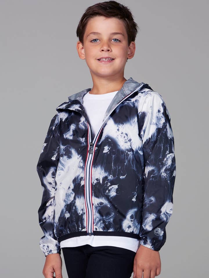 Kids oil print packable rain jacket and windbreaker for wholesale by O8 Lifestyle