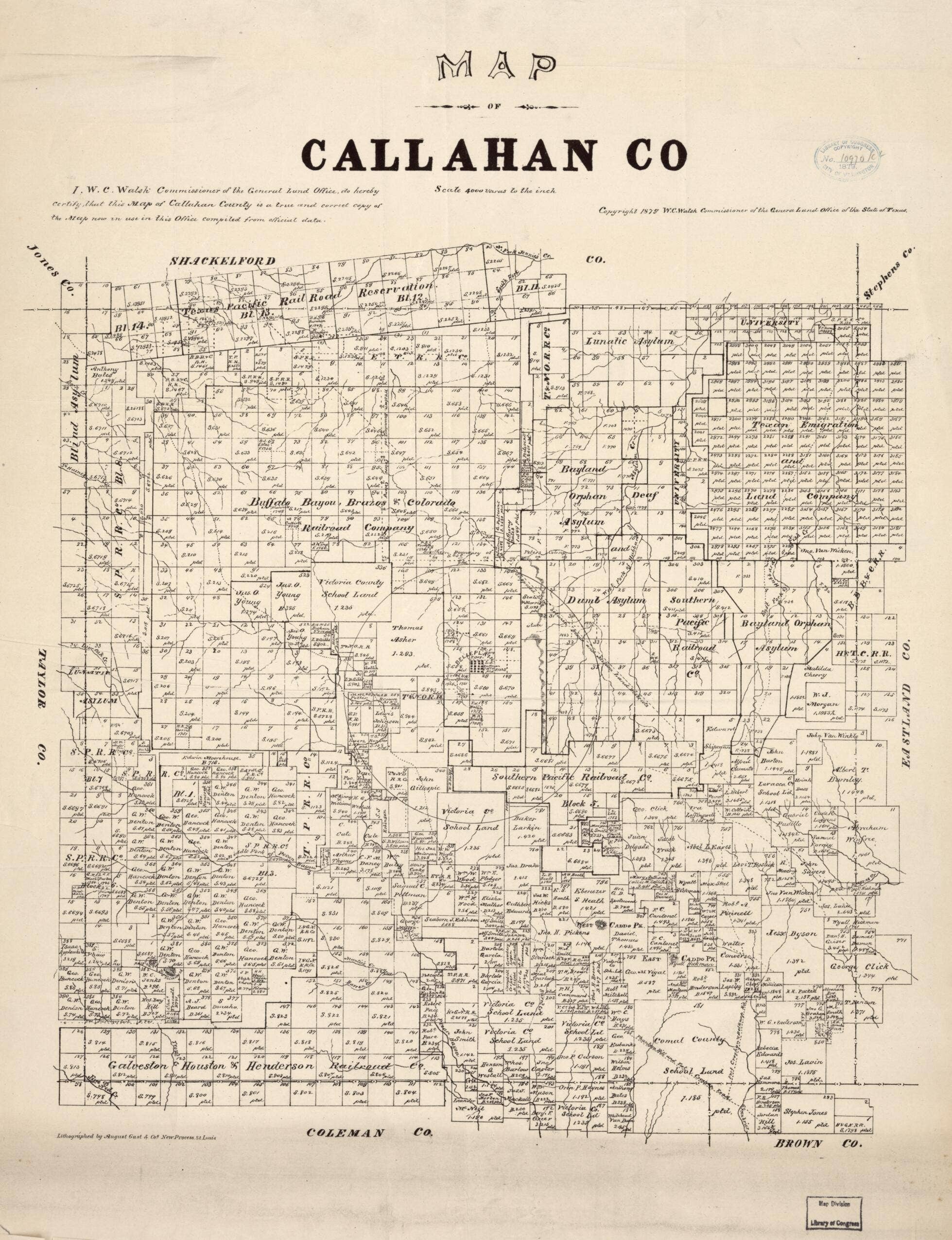 Relic Map Co. - Wholesale Map - Map of Callahan Co 18790