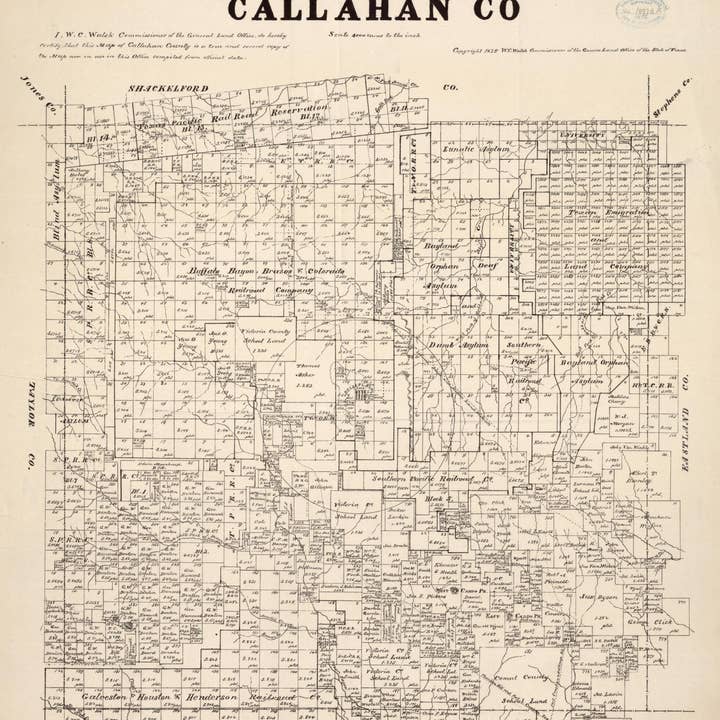 Relic Map Co. – Mapa por atacado – Mapa do Condado de Callahan 1879