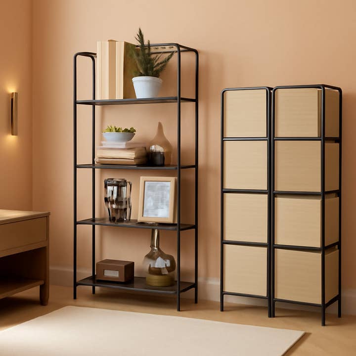 4 Tier Black Folding Bookshelf for Living Room Home Office for wholesale by ShipItFurniture