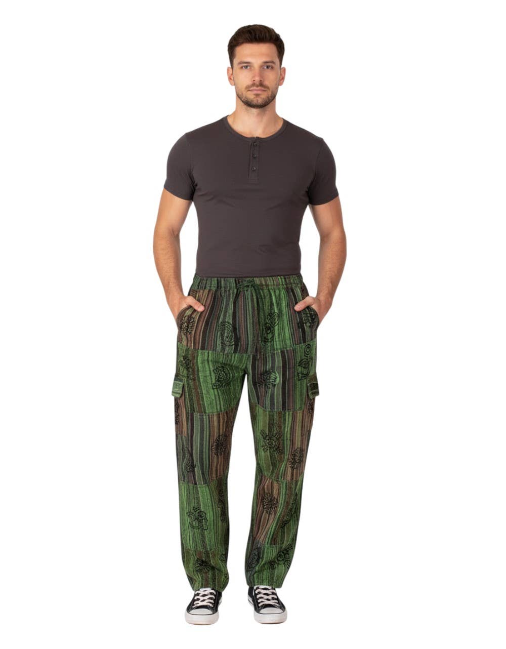 Kimago Look - Wholesale Pants - Men's - Kimago green or light blue patchwork handmade pants4