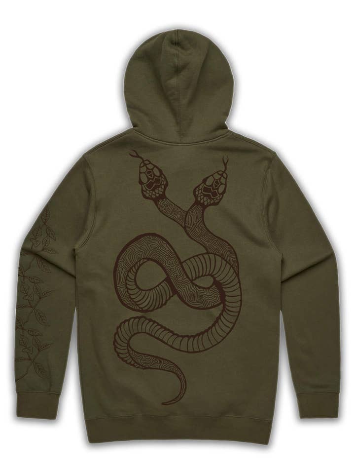 Art of Zig - Wholesale Hoodie – Unisex - DOUBLE HEADED SERPENT SHIPIBO Army Green Pullover Hoodie