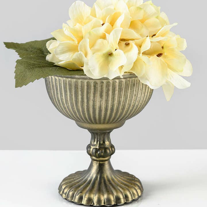 Jamali Garden - Wholesale Vase - Antique Gold & Silver Glass Pedestal Flower Compote1