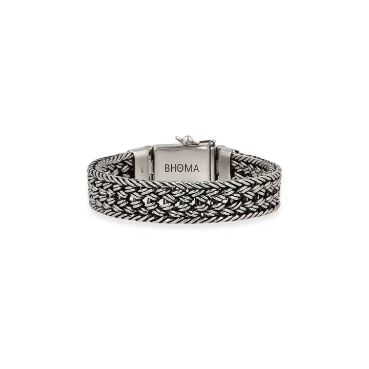 Bhoma - Mens Designer Jewelry – wholesale Link & chain bracelet – Bali Sterling Silver Woven Bracelet for Men