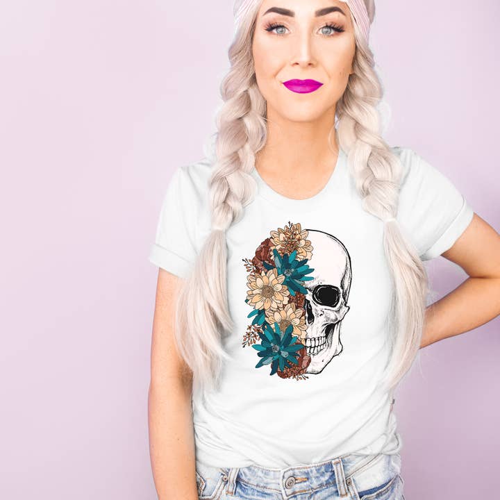 Camisa Floral Caveira por atacado de Bella Bean Studios