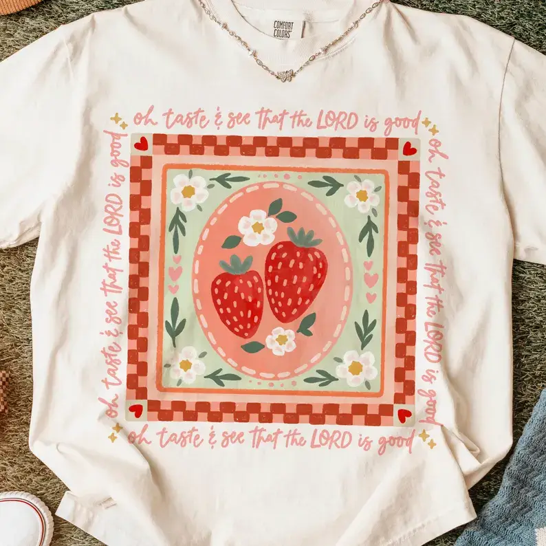 Front Porch Boutique - Wholesale T-Shirt (Graphic) - Women's - Strawberry Lord Is Good Short Sleeve Tee2