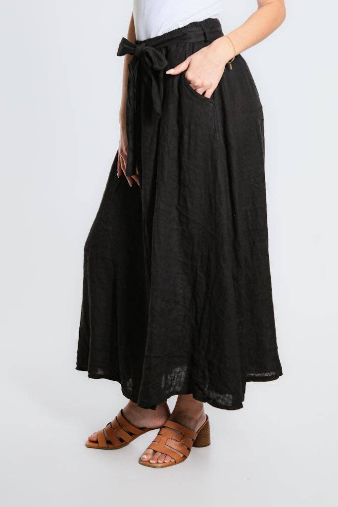 TINA Stephens Italy/Tees By Tina - Wholesale Skirt - Women's - Angie A-Line Long Linen Skirt with Pockets (SL113)6