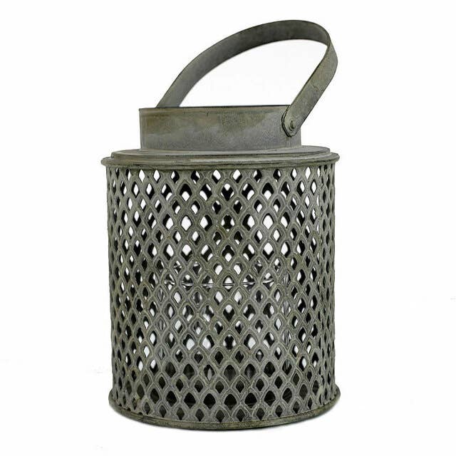 Vagabond Vintage – Lampião por atacado – Lanterna de metal perfurado de diamante de cilindro1