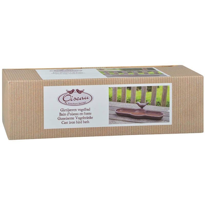 Esschert Design USA - Wholesale Decorative Tabletop Object - Bird Bath in Giftbox, Cast Iron, Antique Brown1