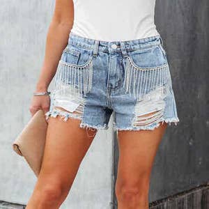 Rhinestone Denim Shorts - Southern Trends