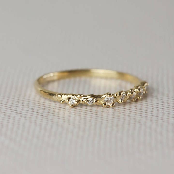 Lacee Alexandra Jewelry - Wholesale Wedding Band/Ring - Solid Gold Isla Ring - Ocean Inspired Diamond Band