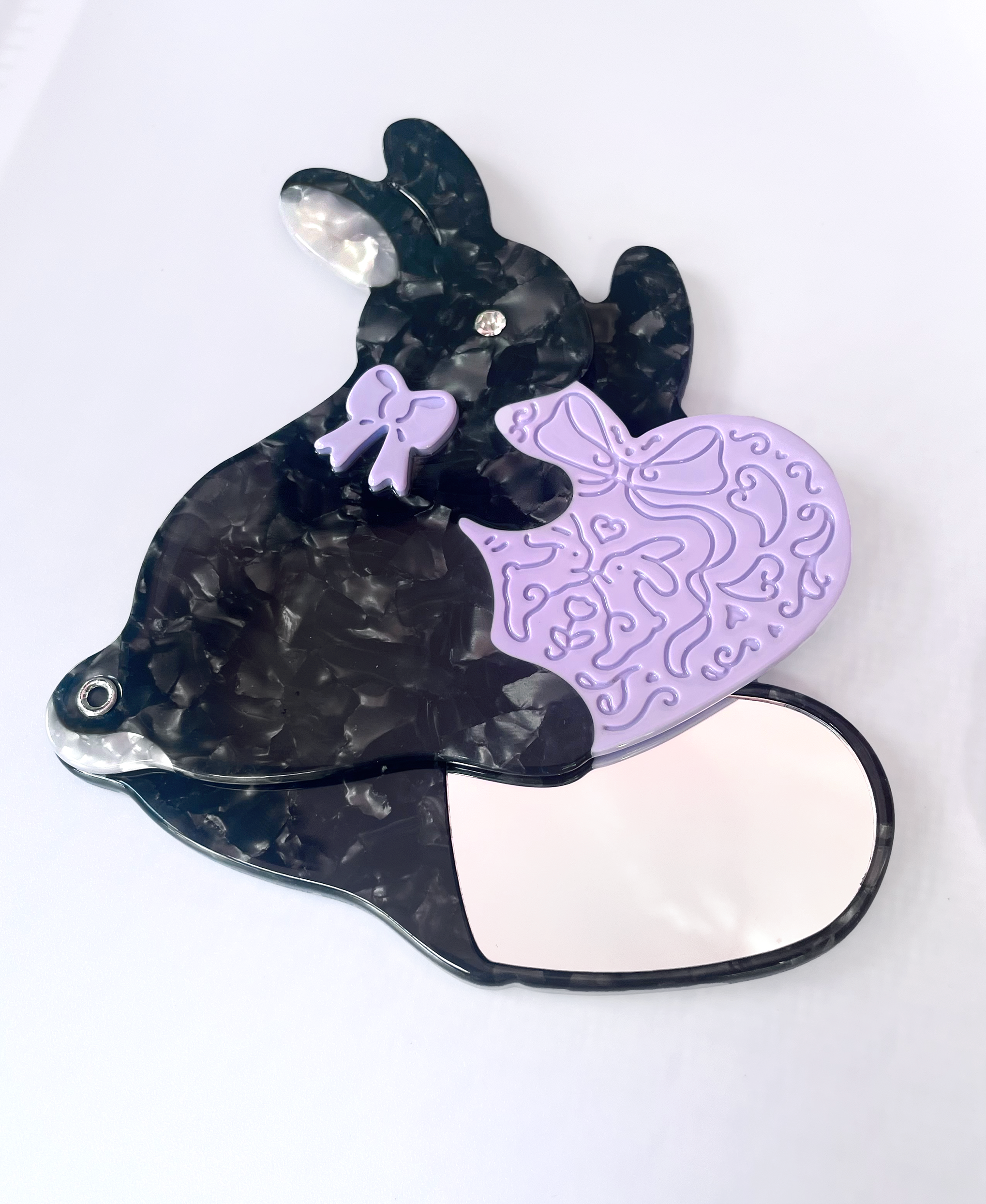 Cambrasine - Wholesale Compact Mirror - Coquette Rabbit Swivel Pocket Mirror1