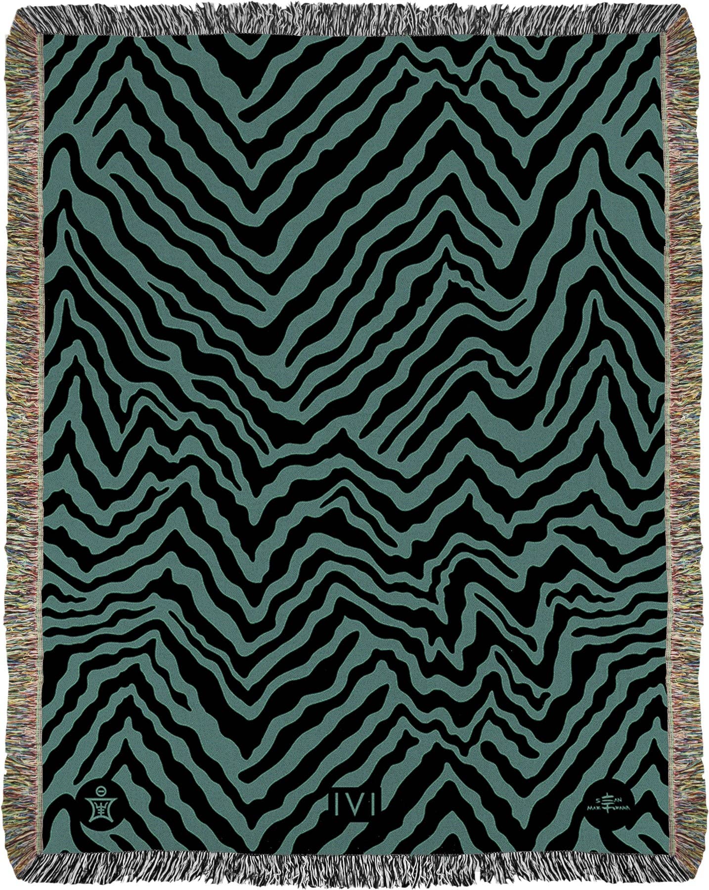 Sean Martorana - Wholesale Throw Blanket - IVI - Abstract Jacquard Woven Blanket - Black Green0