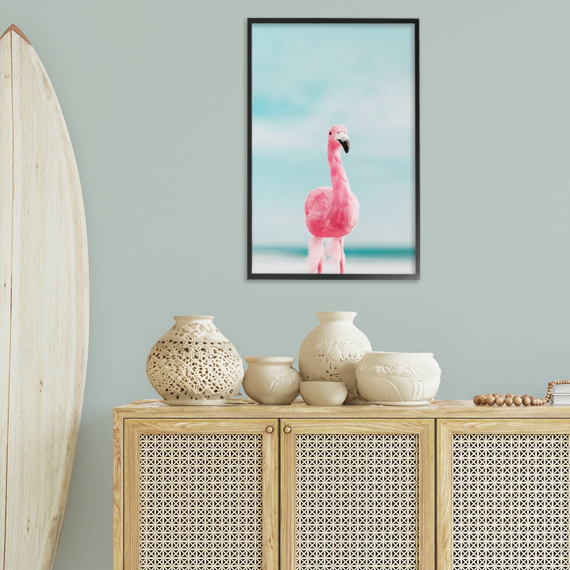 Stupell Industries - Vendita all'ingrosso Decorazione da parete - Bambini e neonati - Arte Incorniciata Fenicottero Estivo Funky6
