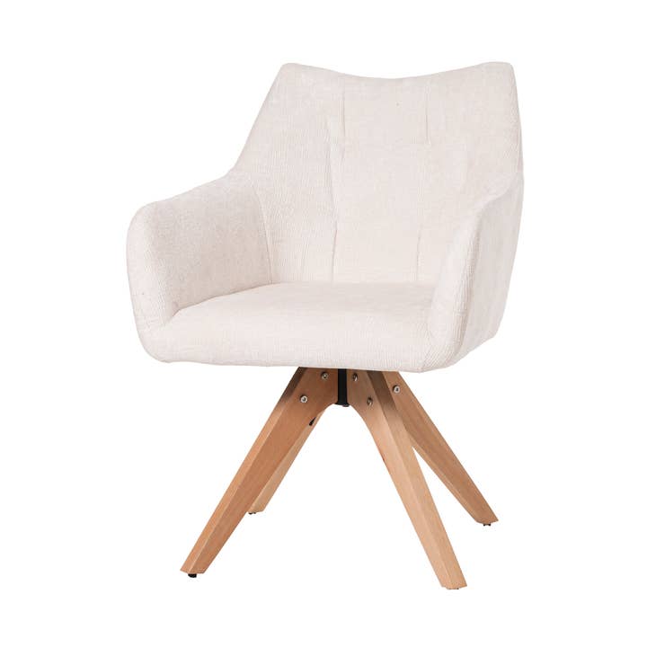 NORD 360º swivel chair, beige upholstery, wooden leg. for wholesale by Gdeco