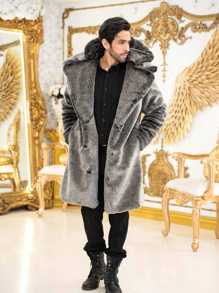 Men's Dutch Snap off Hood Coat in "Silver Jaguar" STOCK for wholesale by Dolce Aqua Swimwear