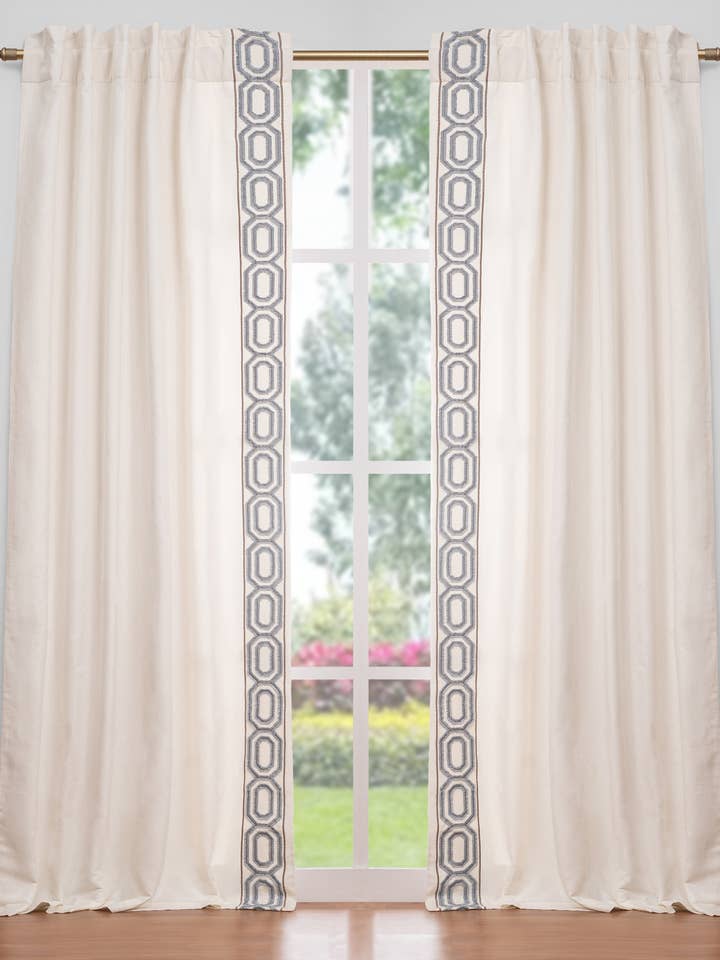 Torrance Ivory 96" Linen Cotton Blend Drape for wholesale by Creative Threads, Inc.