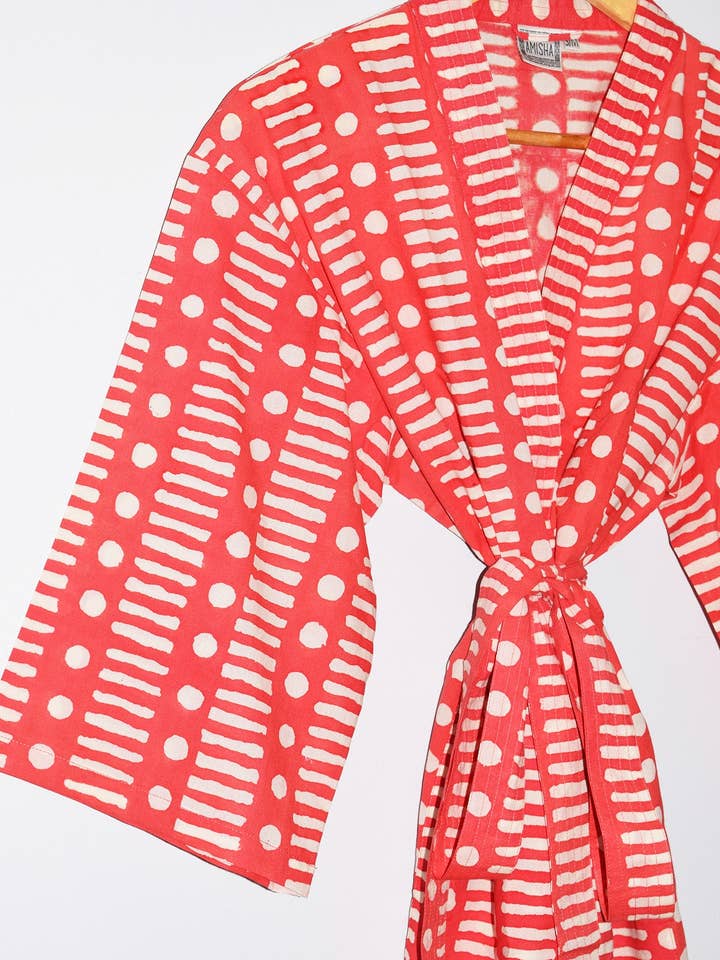 Amisha - Wholesale Robe - Women's - Kerala Short Robe | Dot Dash Poppy1