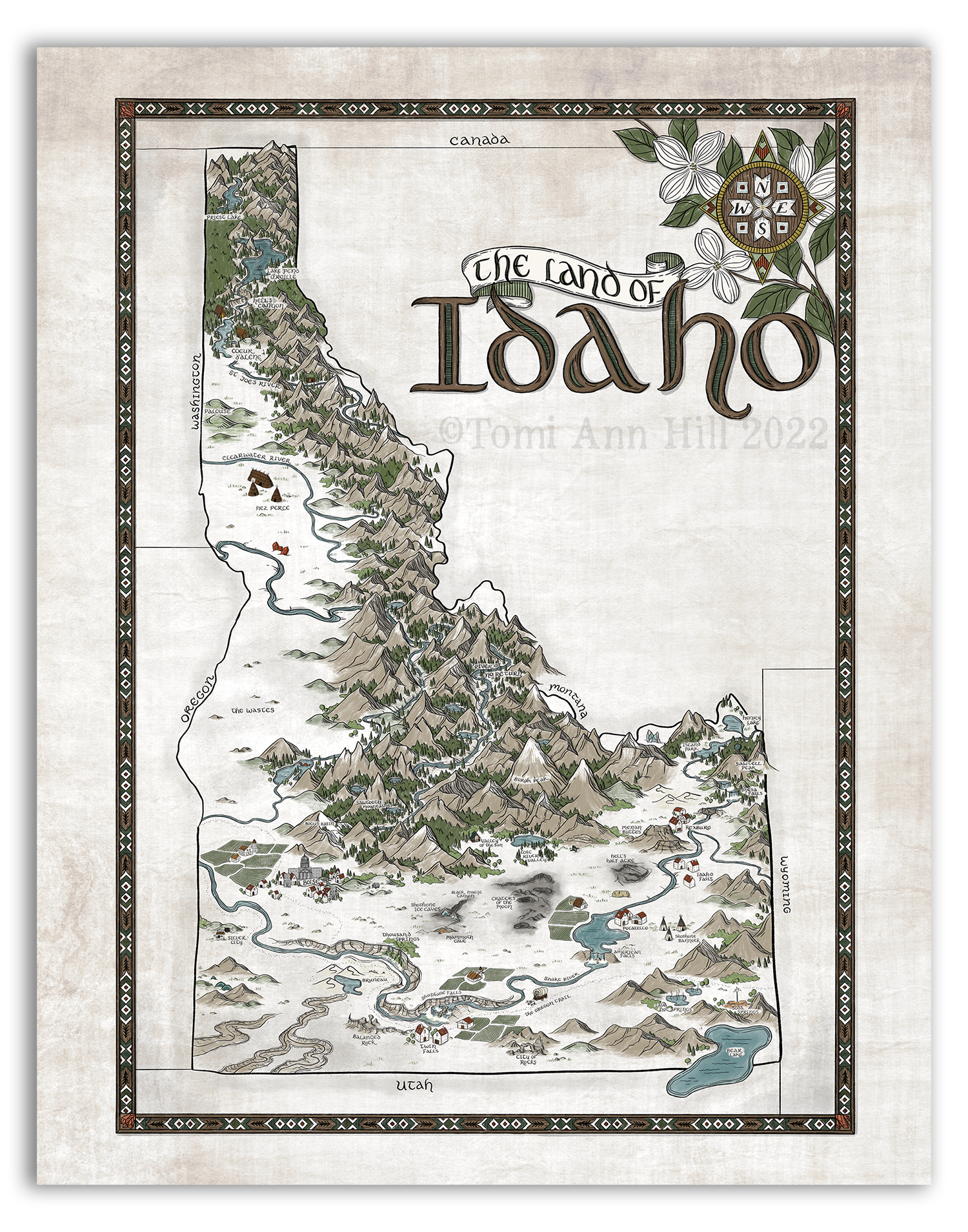 Storymakers Trading Co. - Wholesale Map - Idaho Map - Hand-drawn fantasy map of Idaho7