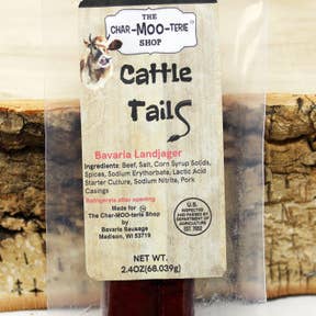 MOO7015 2.4oz Pair Cattle Tails Landjager Char-MOO-terie(TM) for wholesale by Northwoods Food and Gift Enterprises