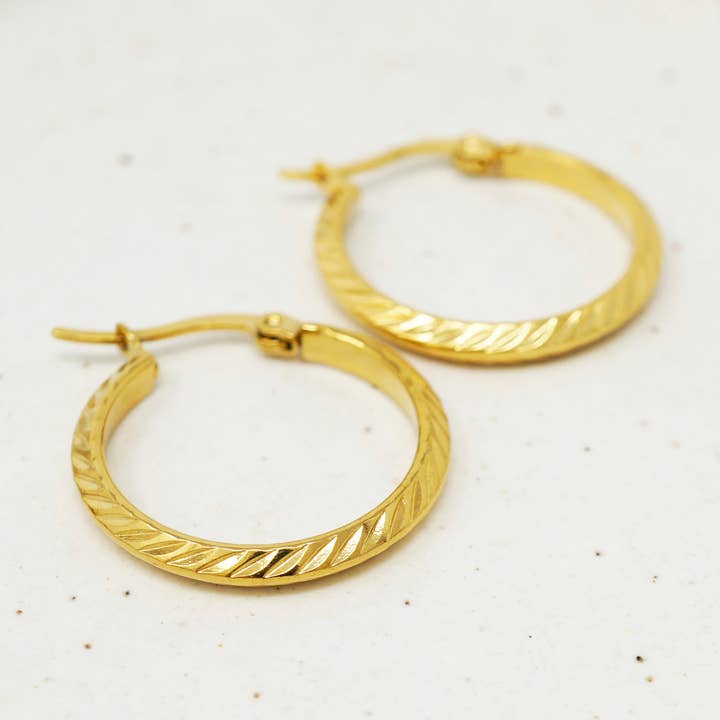 Gold Textured Hoops for wholesale by Subject II Change