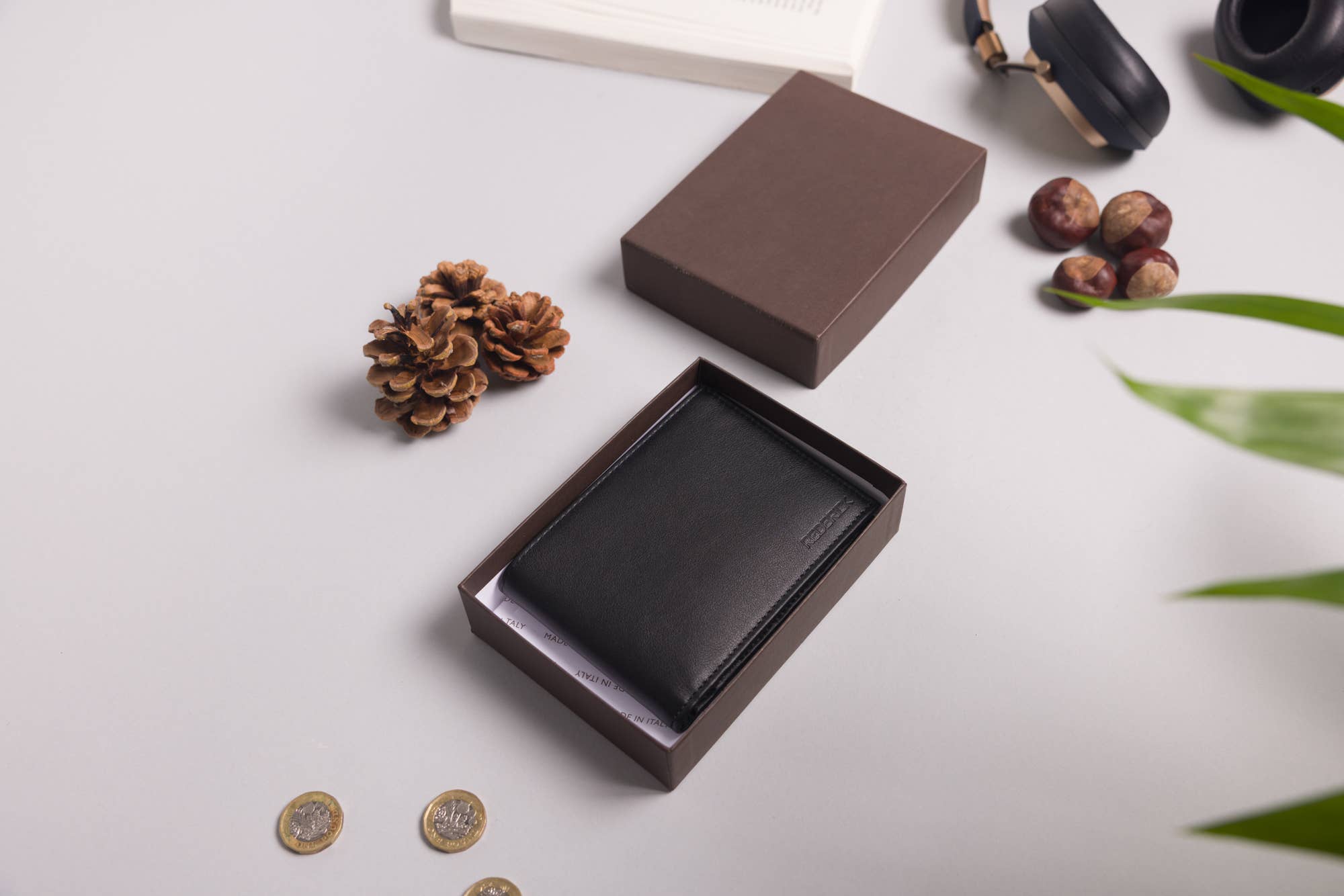 Redbrick – wholesale Wallet - Men’s – Redbrick Italian Black & Grey Bifold Leather Wallet8