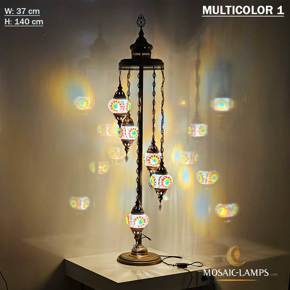 Mosaic Lamps - Wholesale Floor Lamp - 5 Globe Mosaic Floor Lamps, Medium Ball Turkish Mosaic Bedsi9
