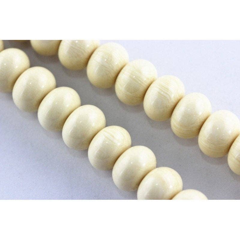 CRCBEADS - Vendita all'ingrosso Perline - Perline a rondella lisce in osso sintetico 6x10mm 8x12mm 10x14mm filo da 15,5"3