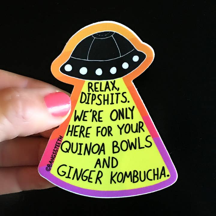 UFO vinyl sticker, laptop sticker, stickers for wholesale by Bangs & Teeth