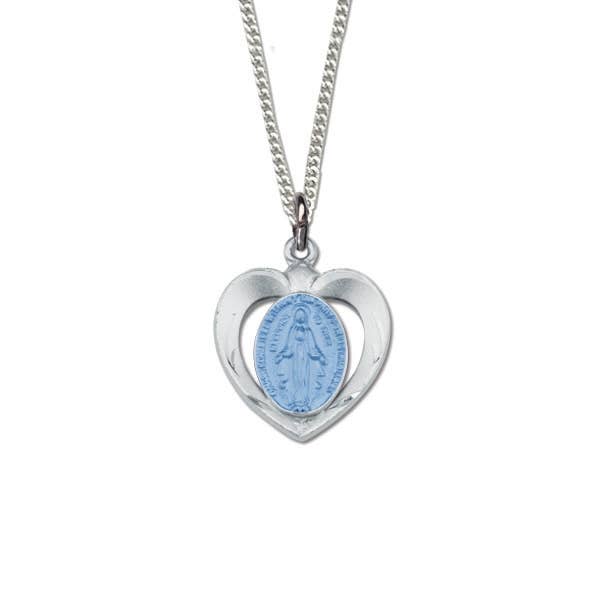 Sterling sølvblå emaljeret hjerte mirakuløs medalje for engroshandel hos H.J. SHERMAN COMPANY, INC.