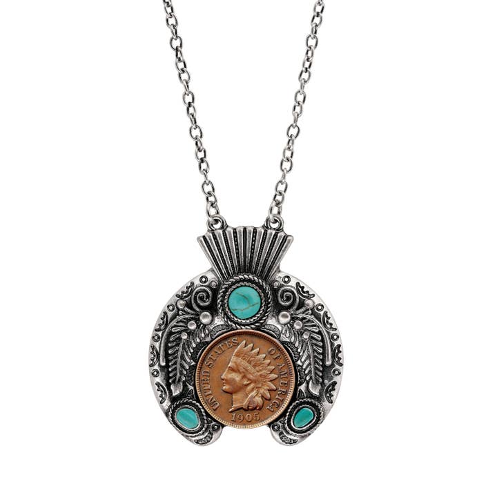 Indian Penny Ornate Headdress Necklace for wholesale by American Coin Treasures