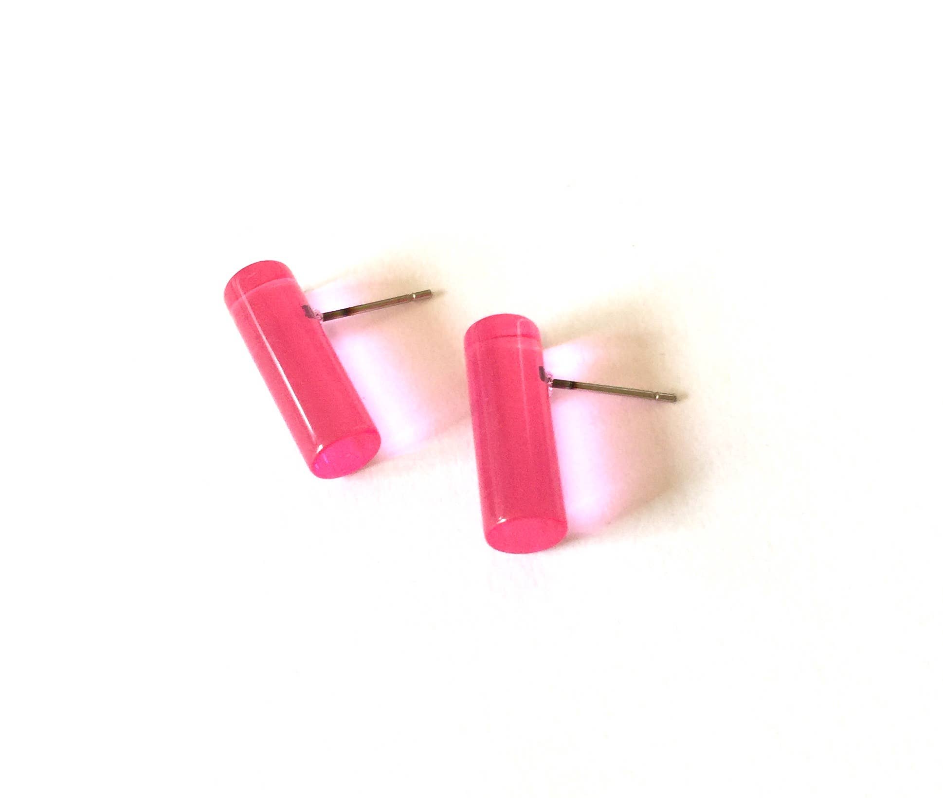 Leetie Lovendale - Wholesale Stud/Post Earrings - Hot Pink Mini Lucite Stick Stud Earrings1