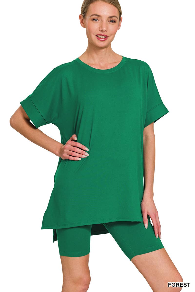 Vanilla Monkey - Wholesale Loungeset - Dames - Geborstelde Dty Microvezel R-hals Top Biker Shorts9