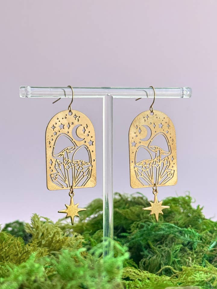 Sleepy Hollow Brass Dangles - Hypoallergenic, Boho for wholesale by Golden Hour Designs