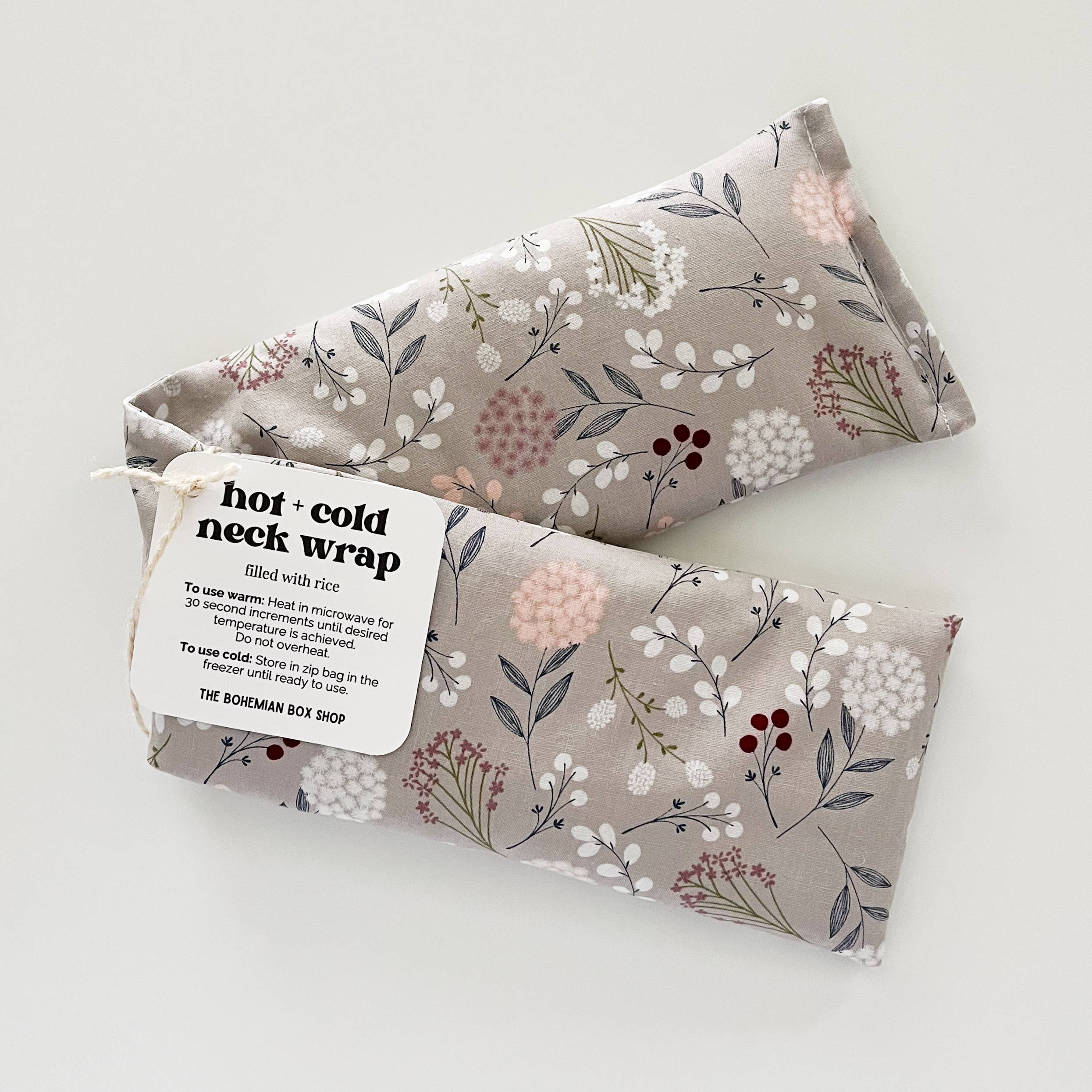 The Bohemian Box Shop - Wholesale Spa/Therapy Pillow - Hot & Cold Therapy Neck Wrap - Gray Floral Relaxation